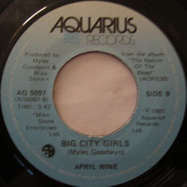 April Wine : Just Between You And Me (7", Single)