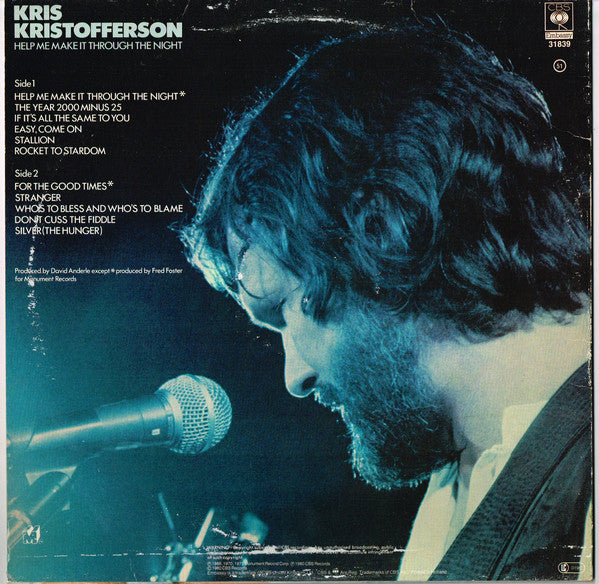 Kris Kristofferson : Help Me Make It Through The Night (LP, RE)