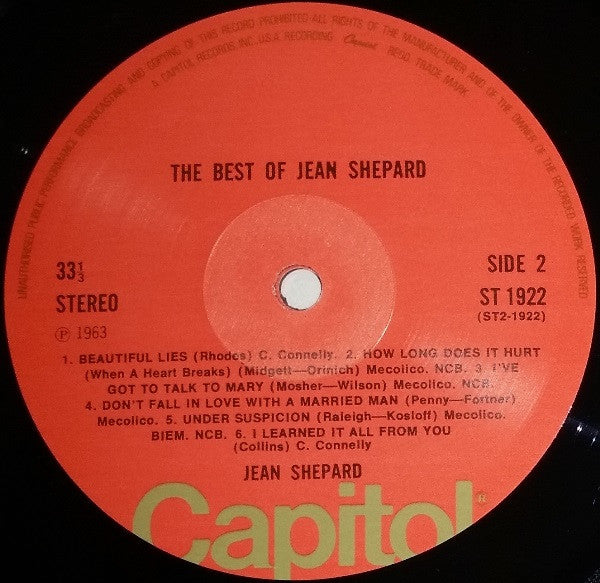 Jean Shepard : The Best Of Jean Shepard (LP, Comp)