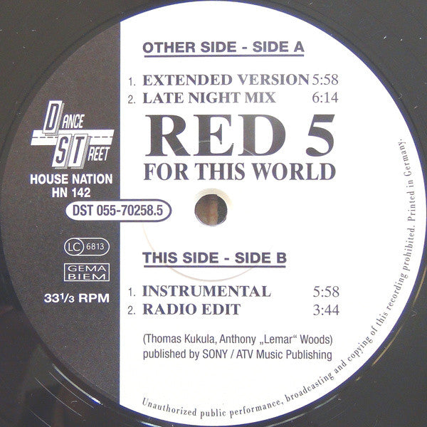 Red 5 : For This World / Red 5 Jumps (2x12")