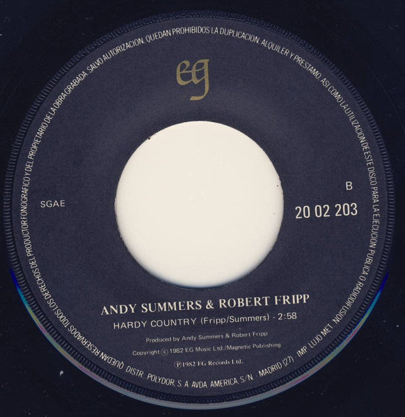 Andy Summers & Robert Fripp : I Advance Masked (7", Single)