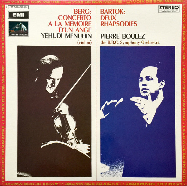 Alban Berg / Yehudi Menuhin / Béla Bartók / Pierre Boulez : Concerto A La Mémoire D'un Ange / Deux Rhapsodies (LP, Gat)