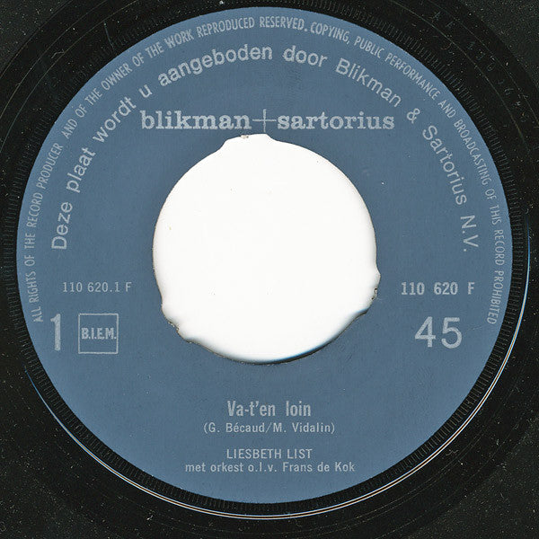Liesbeth List / Harry Vooren : Va-T'en Loin / Impromptu In Ges Op. 90 No. 3 (7")