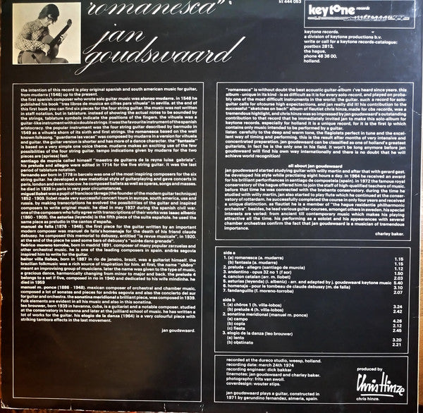 Jan Goudswaard : Romanesca (LP, Album)
