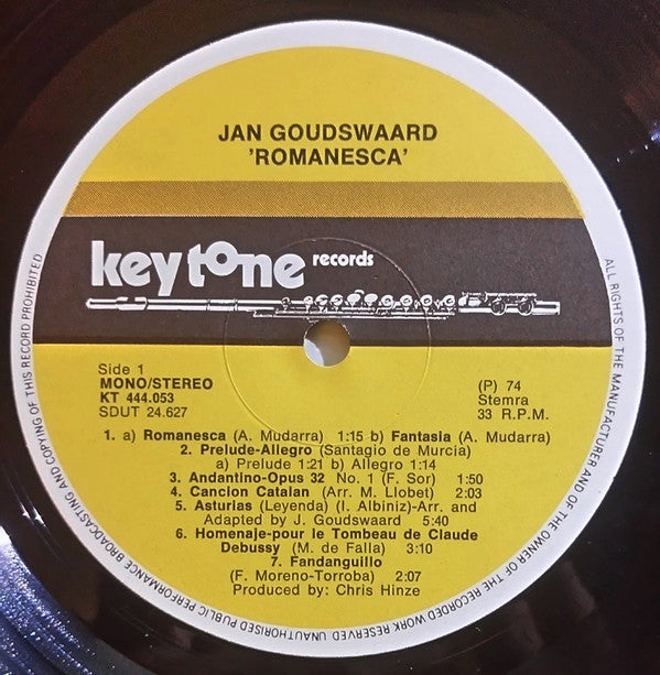 Jan Goudswaard : Romanesca (LP, Album)