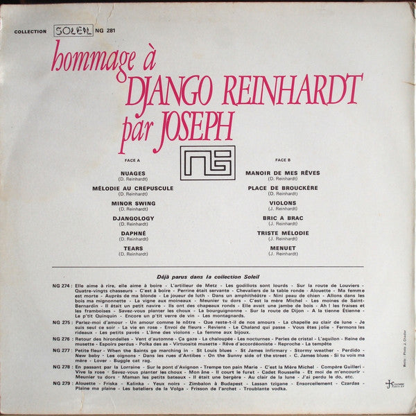 Joseph Reinhardt : Hommage À Django Reinhardt (LP, Album)