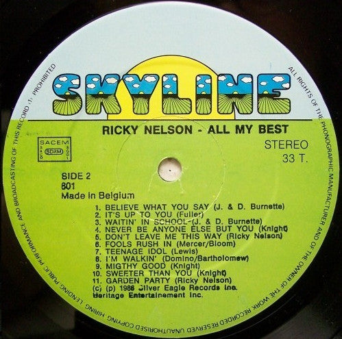 Ricky Nelson (2) : All My Best 22 Great Songs (LP, Album)
