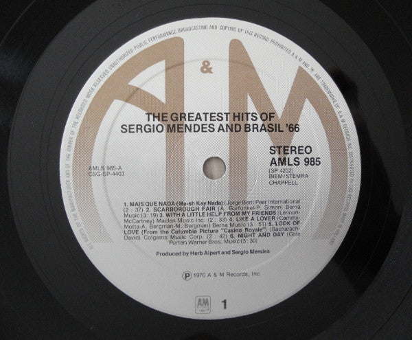 Sérgio Mendes & Brasil '66 : Greatest Hits (LP, Comp)