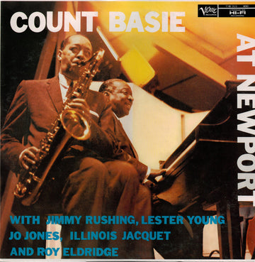 Count Basie With Jimmy Rushing, Lester Young, Jo Jones, Illinois Jacquet And Roy Eldridge : At Newport (LP, Album, Mono, RE)