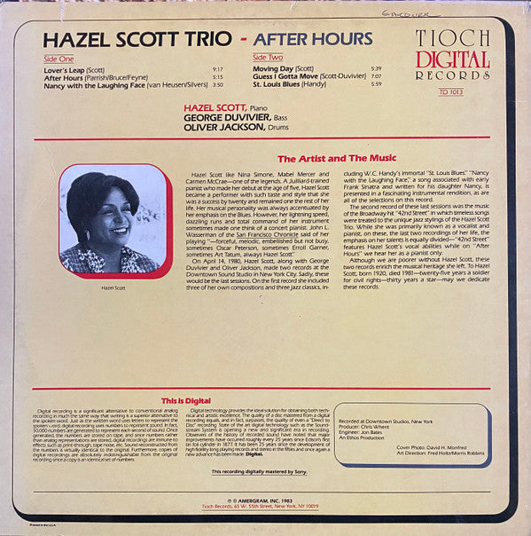 Hazel Scott Trio : After Hours (LP, Album)