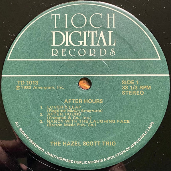 Hazel Scott Trio : After Hours (LP, Album)