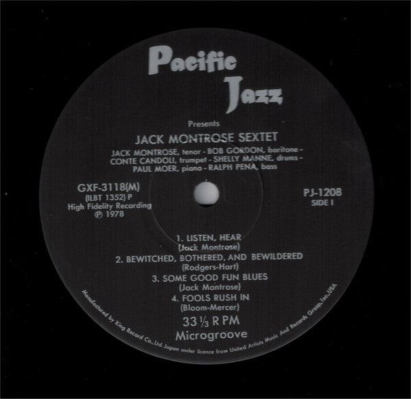 Jack Montrose Sextet : Jack Montrose Sextet (LP, Album, Ltd, RE)