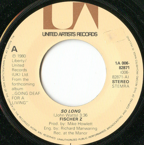 Fischer-Z : So Long (7", Single, Pic)
