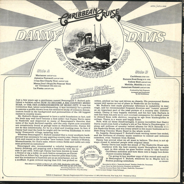 Danny Davis & The Nashville Brass : Caribbean Cruise (LP, Album, Quad)