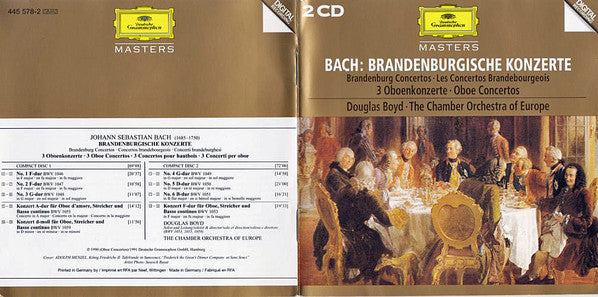 Johann Sebastian Bach - Douglas Boyd, The Chamber Orchestra Of Europe : Brandenburgische Konzerte / Brandenburg Concertos, 3 Oboenkonzerte / Oboe Concertos (2xCD, Comp, RE, RM)