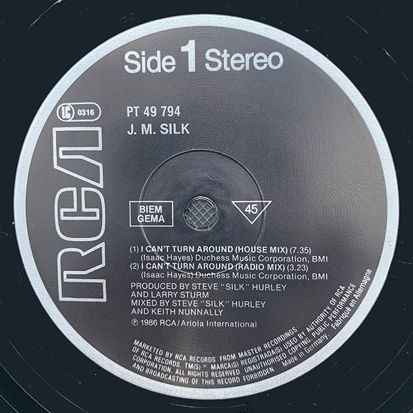 J.M. Silk : I Can't Turn Around (12", Maxi)