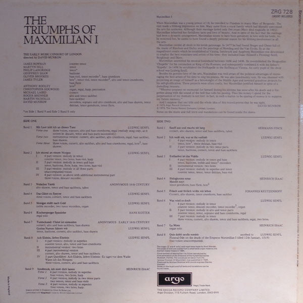 The Early Music Consort Of London Directed By David Munrow : The Triumphs Of Maximillian I (LP)