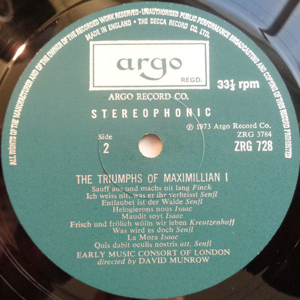 The Early Music Consort Of London Directed By David Munrow : The Triumphs Of Maximillian I (LP)