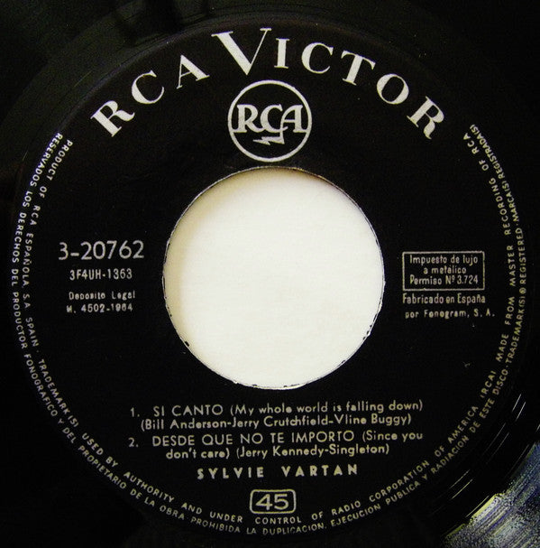 Sylvie Vartan : Si Canto  (7", EP)