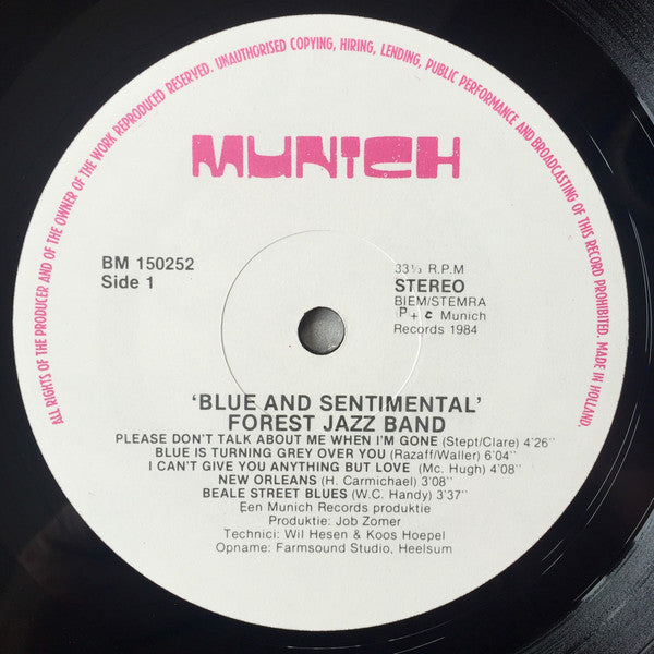 Forest Jazz Band : Blue And Sentimental (LP)