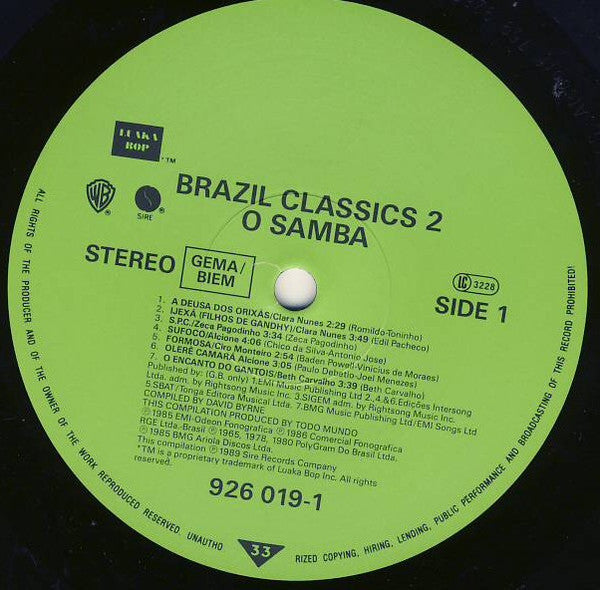Various : Brazil Classics 2: O Samba (LP, Comp)