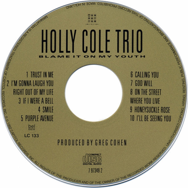 Holly Cole Trio : Blame It On My Youth (CD, Album)