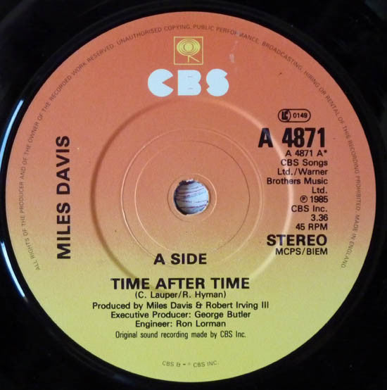 Miles Davis : Time After Time (7", Single)