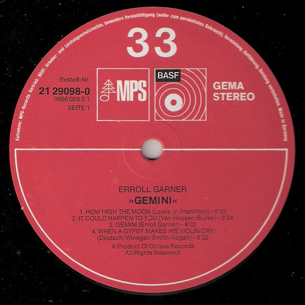 Erroll Garner : Gemini (LP, Album)
