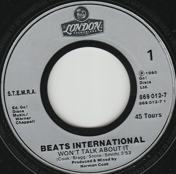 Beats International : Won't Talk About It (7", Single)