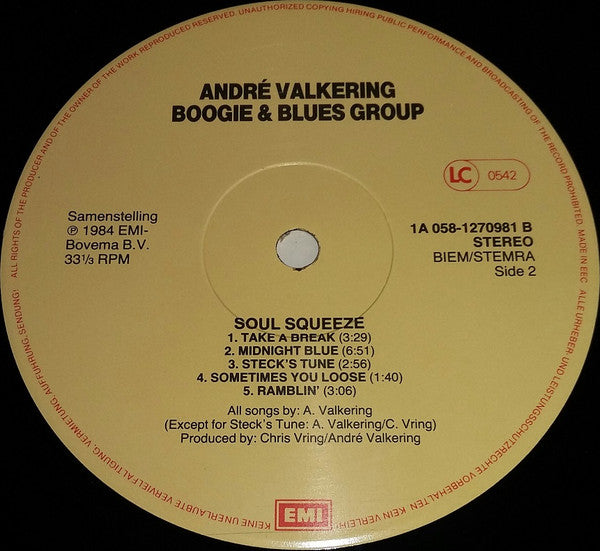 André Valkering Boogie & Blues Group : Soul Squeeze (LP, Album)