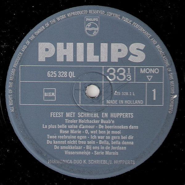 Harmonica Duo K. Schriebl / J. Hupperts : Feest Met Schriebl En Hupperts (LP, Mono)