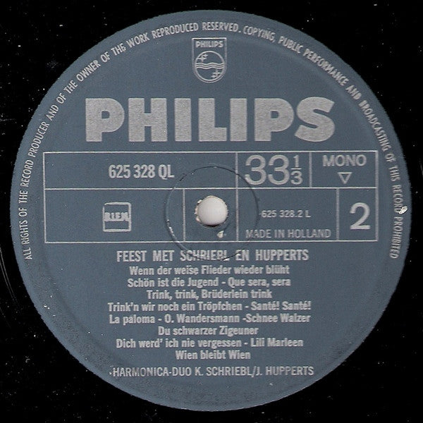 Harmonica Duo K. Schriebl / J. Hupperts : Feest Met Schriebl En Hupperts (LP, Mono)
