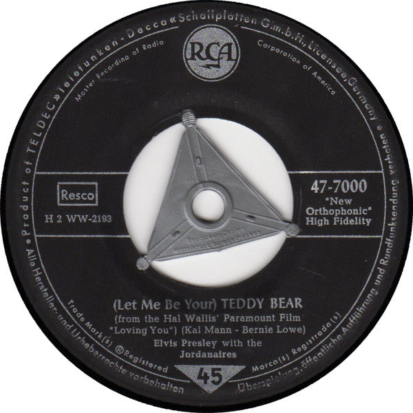 Elvis Presley With The Jordanaires : (Let Me Be Your) Teddy Bear / Loving You (7", Single)