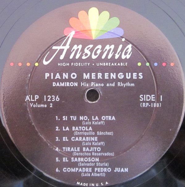 Damiron : His Piano And Rhythm : Piano Merengues Vol.2 (LP, Album)