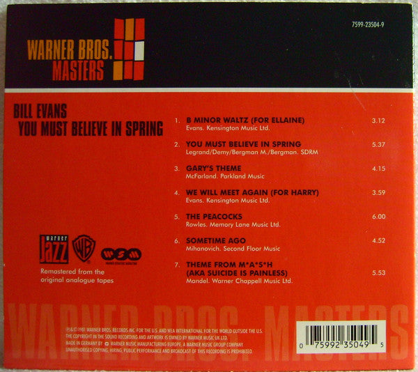 Bill Evans : You Must Believe In Spring (CD, Album, RE, Dig)