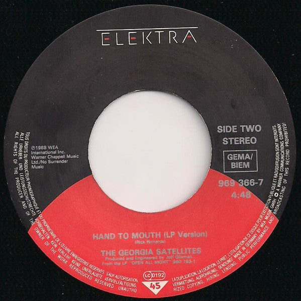 The Georgia Satellites : Hippy Hippy Shake (7", Single)