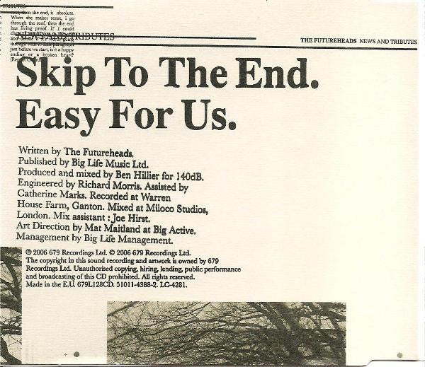 The Futureheads : Skip To The End (CD, Single)