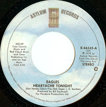 Eagles : Heartache Tonight (7", Single, SP )