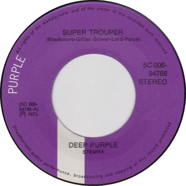 Deep Purple : Super Trouper (7", Single)