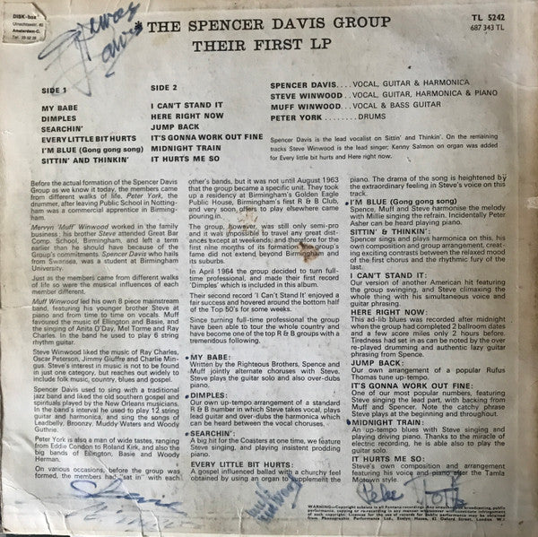 The Spencer Davis Group : Their First LP (LP, Album, Mono)