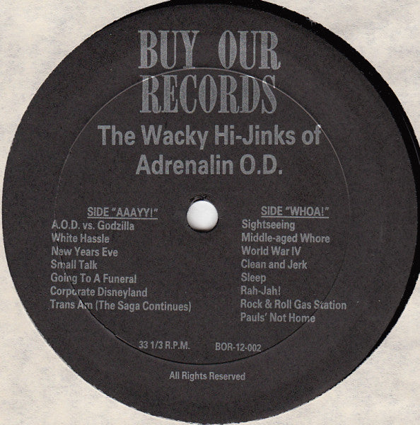 Adrenalin O.D. : The Wacky Hi-Jinks Of Adrenalin O.D. (LP, Album)