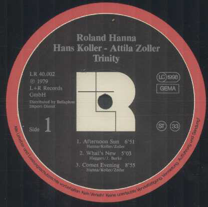 Hans Koller  •  Attila Zoller  •  Roland Hanna : Trinity (LP, Album)