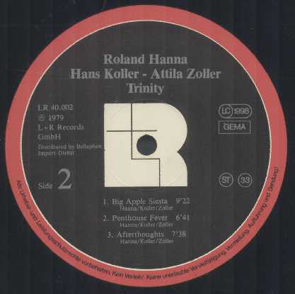 Hans Koller  •  Attila Zoller  •  Roland Hanna : Trinity (LP, Album)