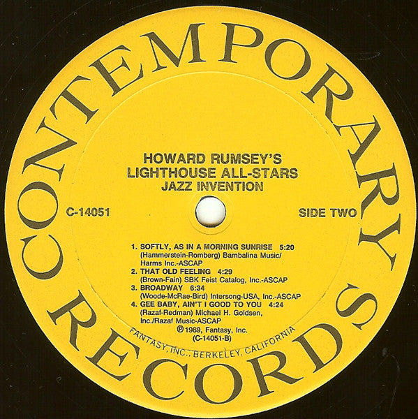 Howard Rumsey's Lighthouse All-Stars : Jazz Invention (40th Anniversary Reunion Concert) (LP, Album)