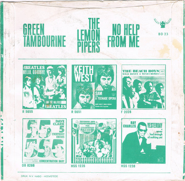 The Lemon Pipers : Green Tambourine / No Help From Me (7", Single)
