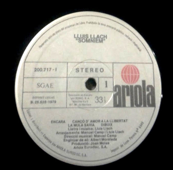 Lluis Llach : Somniem (LP, Album, Gat)