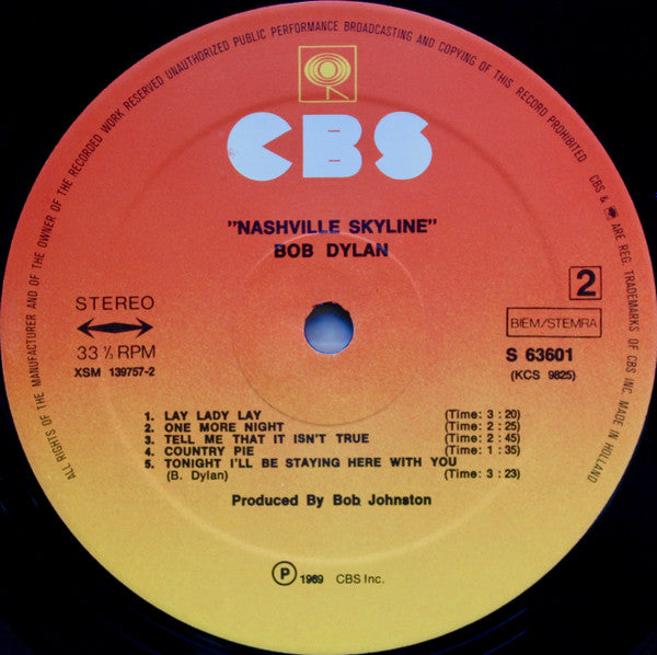 Bob Dylan : Nashville Skyline (LP, Album, RE)