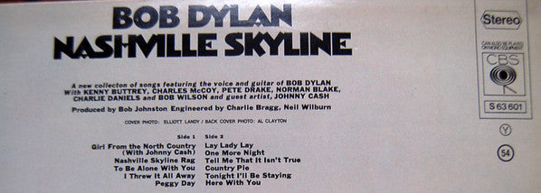 Bob Dylan : Nashville Skyline (LP, Album, RE)