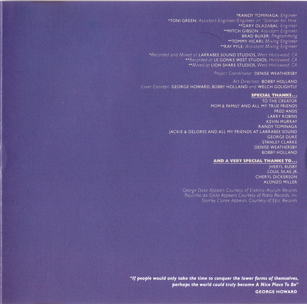 George Howard : A Nice Place To Be (CD, Album)