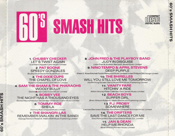 Various : 60's Smash Hits (CD, Comp)